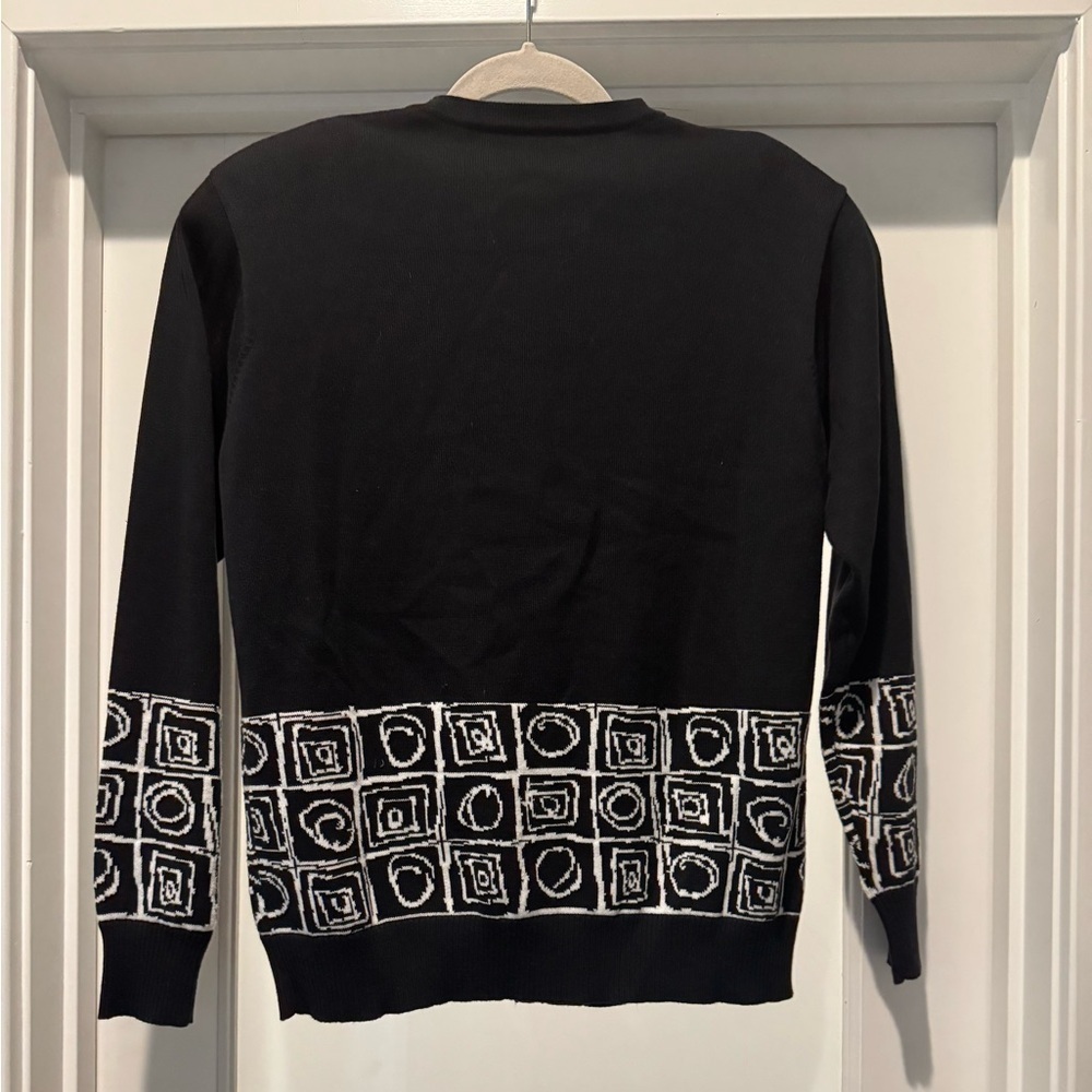 Vintage Bleyle Black White Button Up Sweater S 100% Cotton Retro Geometric - Picture 7 of 14